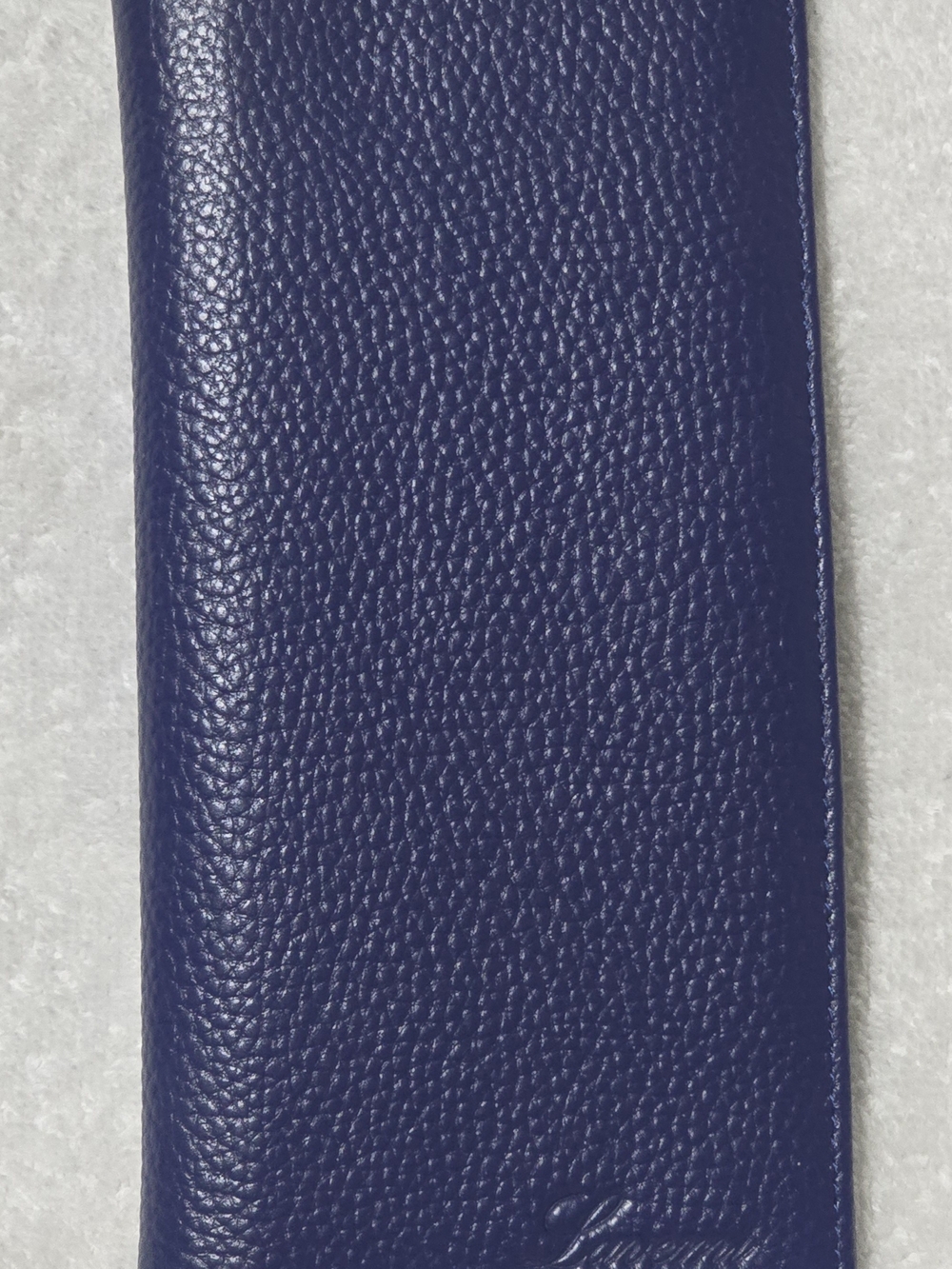 Pebbled Leather Key & Card Sleeve in Navy Blue